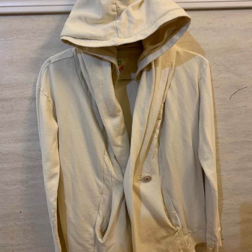 Free People Cream Hooded Jacket